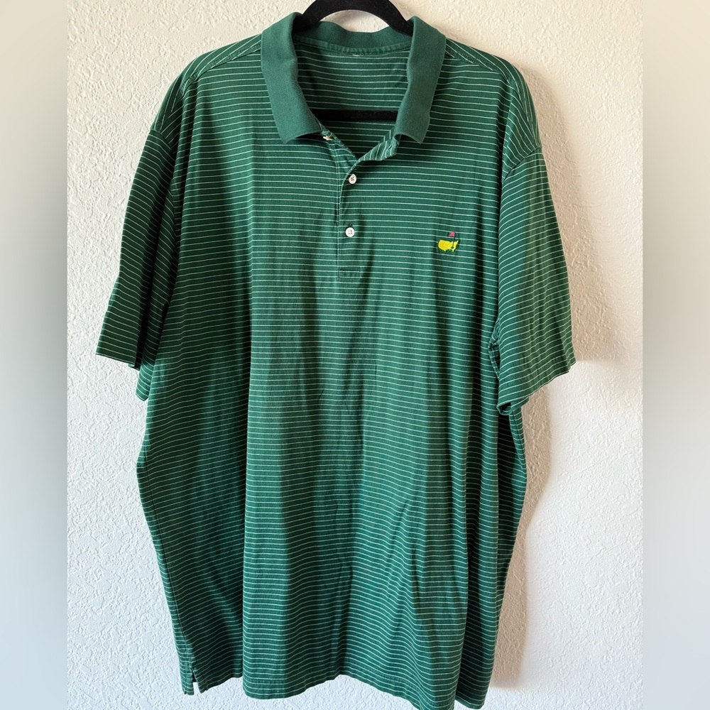 Masters Amen Corner Green Striped Golf Polo 2XLT Pima Cotton No Brand/Size Tag